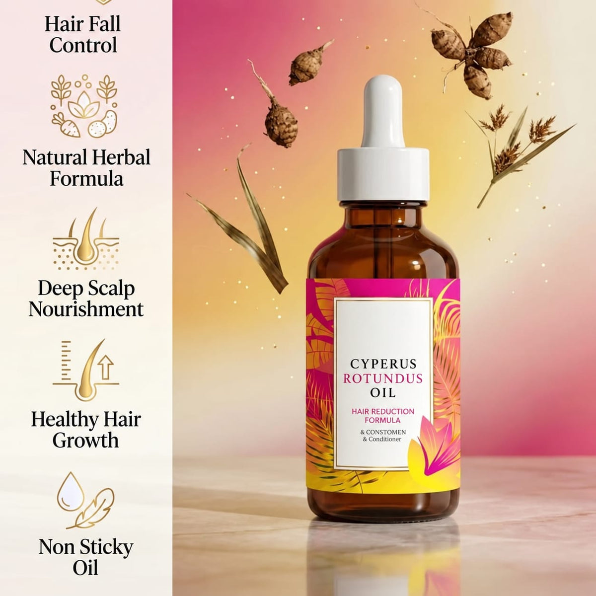 Cyperus Protundus Oil Hair Remover 30ml Pack of 3 Bye 2 Get 1 Free